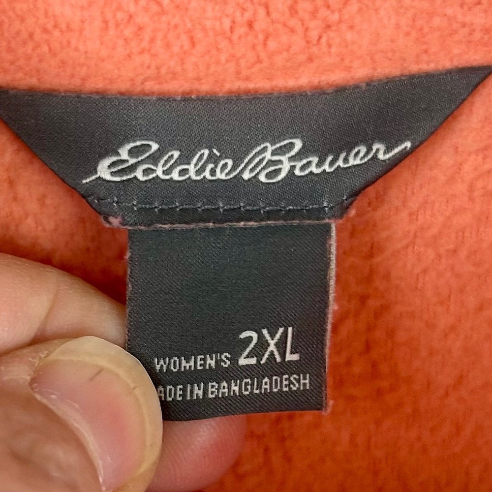 Eddie Bauer Womens 2XL Coral Orange Paisley Embossed Fleece Quarter Zip Pullover - Picture 9 of 9